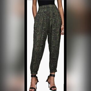 AllSaints Lila Tamora Snake Print Tapered Pants Size US 12